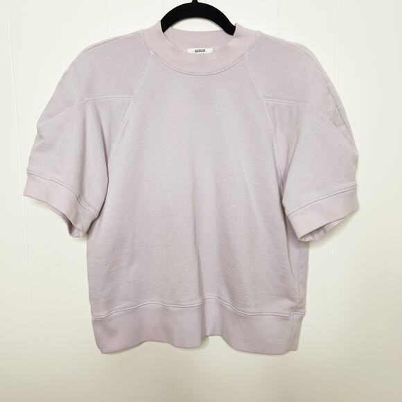 New Agolde Small The Round Shoulder Sweatshirt Jelly Bean Light Purple Mock Neck - Picture 1 of 13